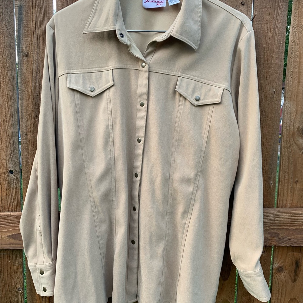 Joanna Plus Camel Suede Shirt
